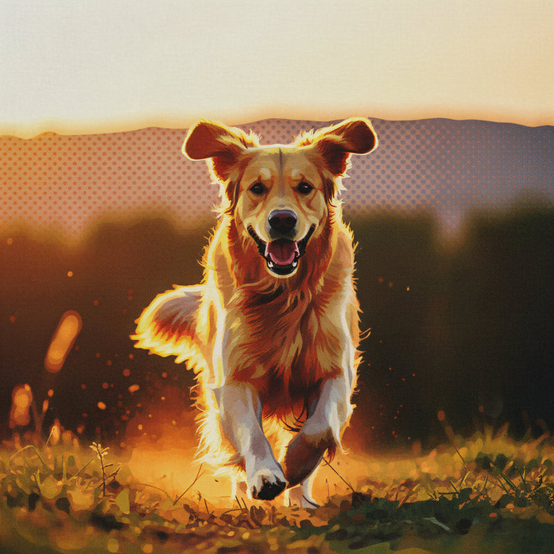 Vibrant custom pop art dog portrait created from a pet photo, personalized dog lover gift.