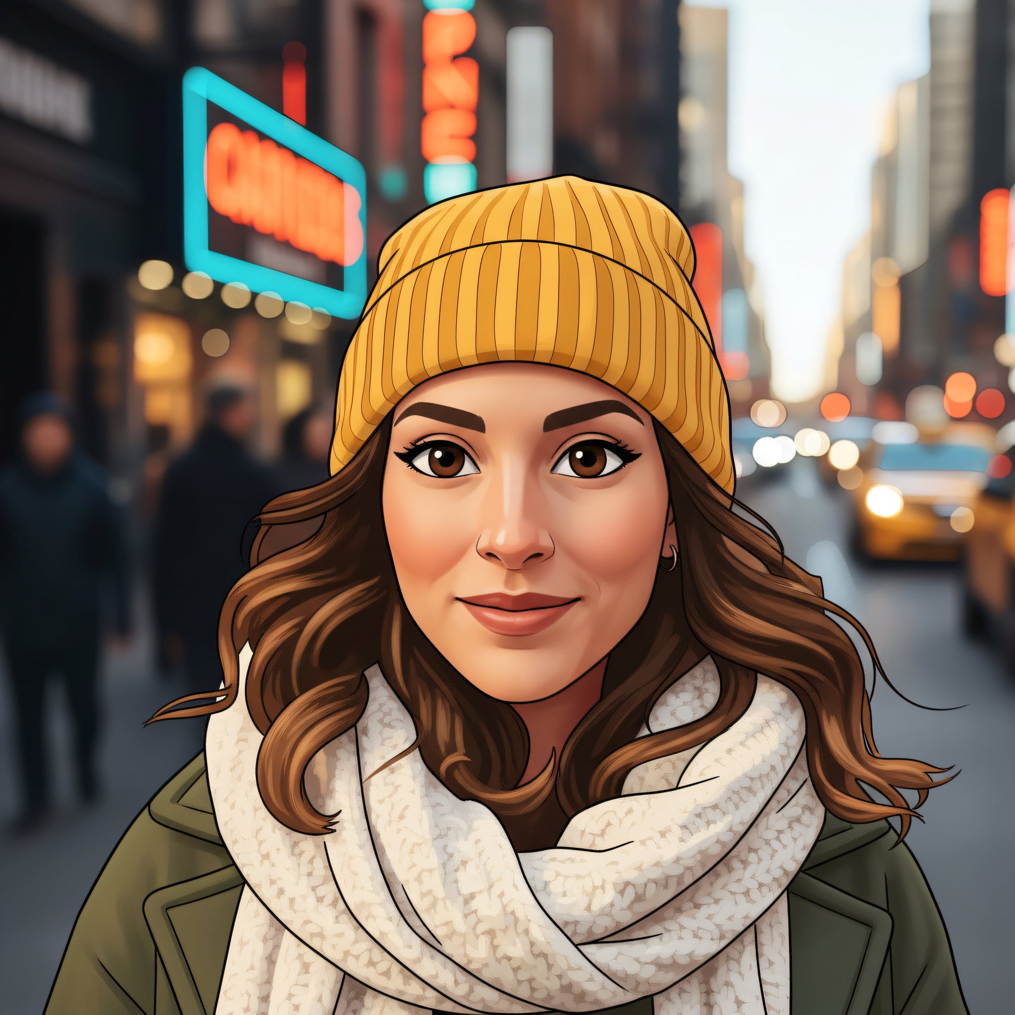 Final AI-generated art result showing a stylized portrait created from the original photo.