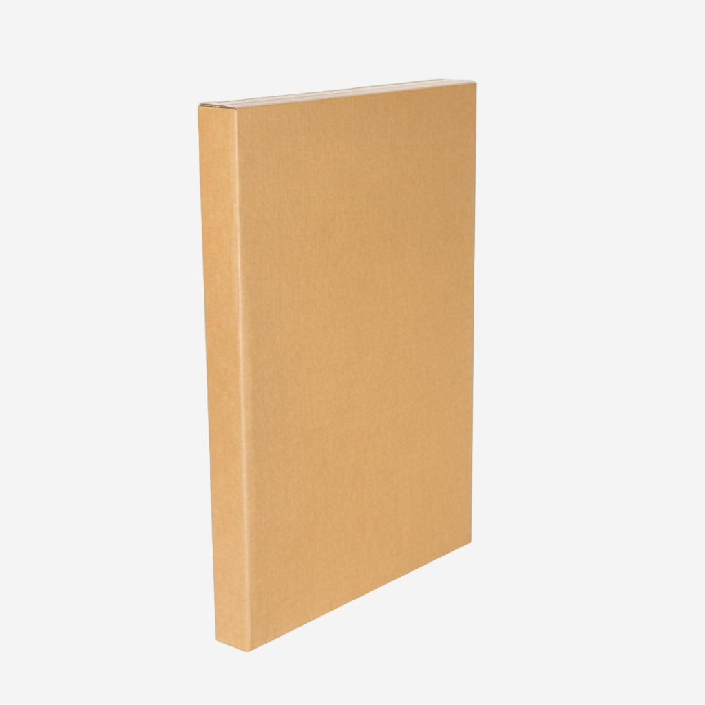 Sturdy cardboard shipping box designed to protect custom canvas prints during delivery.